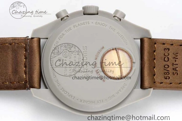 0309 Speedmaster Misson To Saturn 1:1 Best Edition Beige Dial On Nylon Strap Quartz Casual 7861